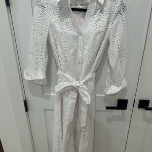 Lilly Pulitzer White Eyelet Long Sleeve Dress
